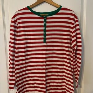Striped Red and White Pajama Top